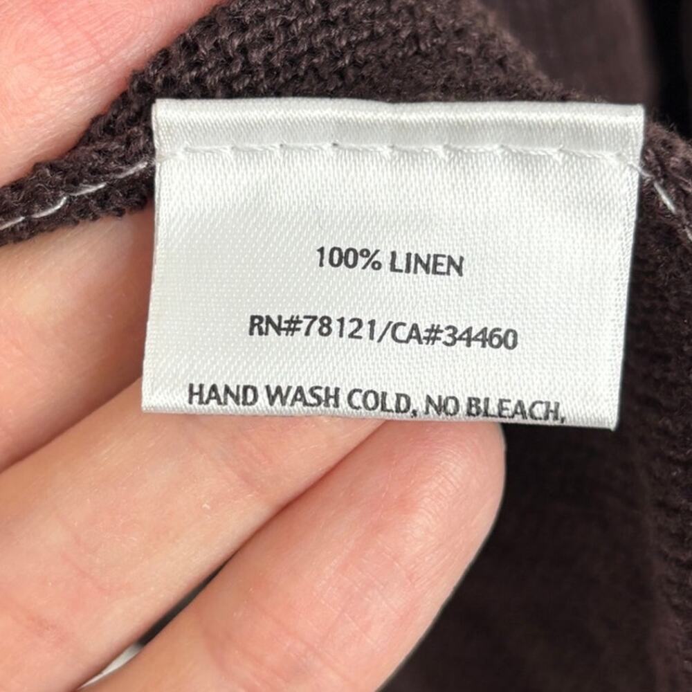 Eileen Fisher Chocolate Brown 100% Linen Cardigan *no size* approx XL - Picture 7 of 8